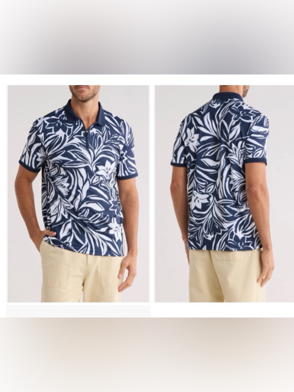 chubbies Navy and White Tropical Floral Polo - Men